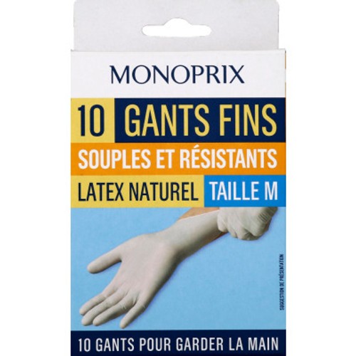 Monoprix Gants Fin en Latex Taille M x10