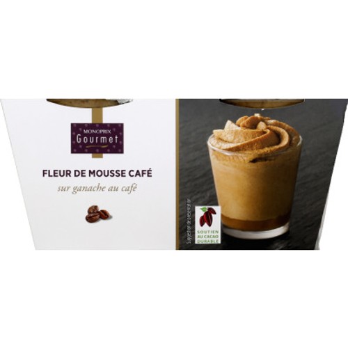 Monoprix Gourmet Fleur de mousse café sur sa ganache 2x80g