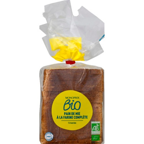 Monoprix Bio Pain De Mie Complet 500g