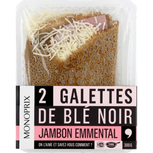 Monoprix Galettes De Blé Noir Jambon Emmental x2 300g