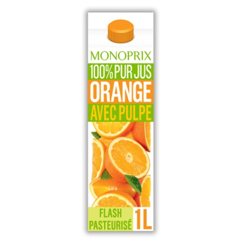 Monoprix Jus d'orange avec pulpe 100% pur jus 1L