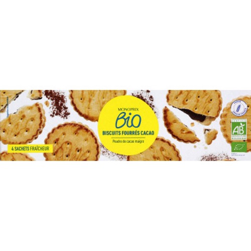 Monoprix Bio Goûters fourrés au cacao 185g