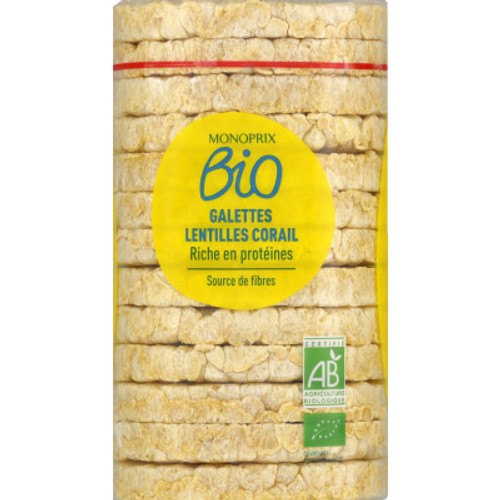 Monoprix Bio Galettes De Lentilles Corail 100g