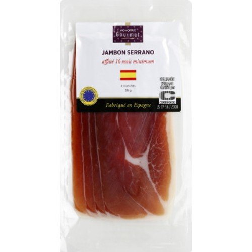 Monoprix Gourmet Jambon Serrano Affiné 16 Mois Minimum 80g