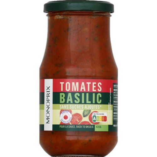 Monoprix Sauce tomate basilic sans sucres ajoutés 420g