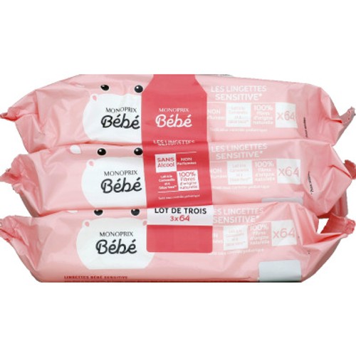 Monoprix Bébé Lingettes Sensitive 3x64