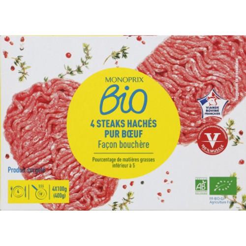 Monoprix Bio Steak haché 5% de Mg 4x100g