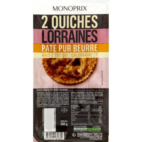 Monoprix Quiche Lorraine Pâte Pur Beurre 2x260g