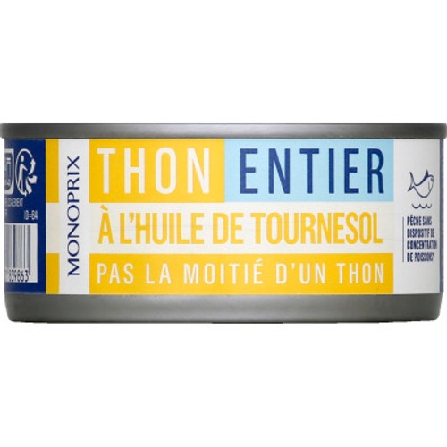 Monoprix Thon Entier à l'Huile de Tournesol 160g