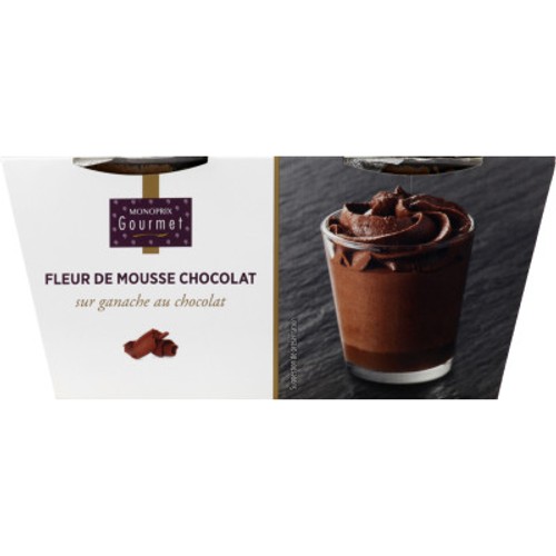 Monoprix Gourmet Mousse de chocolat sur ganache au chocolat 2x88g