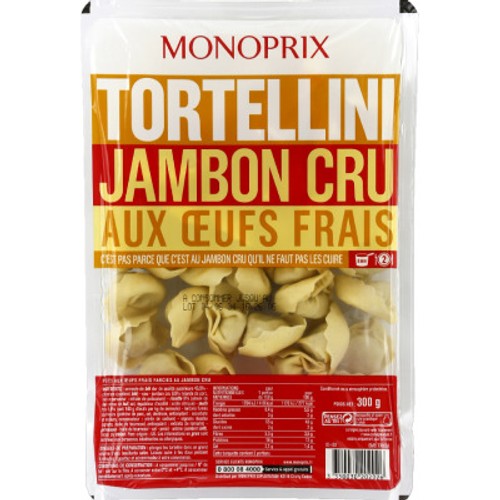 Monoprix Tortellini jambon cru aux œufs frais 300g