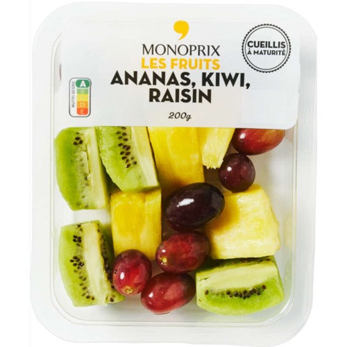Monoprix Les Fruits Ananas Kiwi Raisin 200g