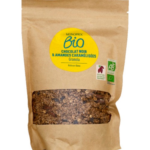 Monoprix Bio Granola Chocolat Noir et Amandes Caramélisées 350g