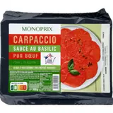Monoprix Carpaccio pur bœuf, sauce huile d'olive et basilic 200g