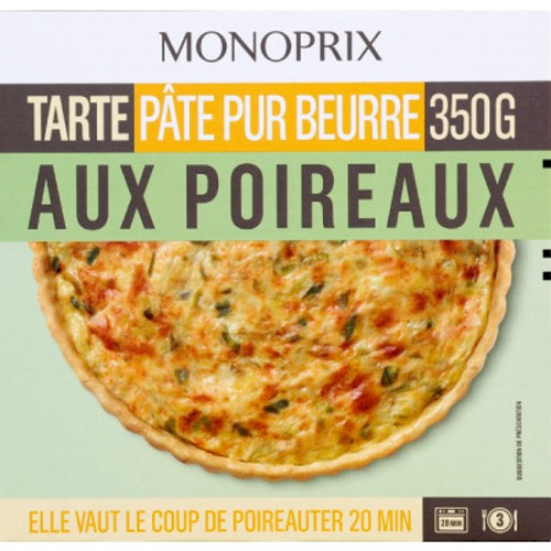 Monoprix Tarte Aux Poireaux Avec Pâte Pur Beurre 350g
