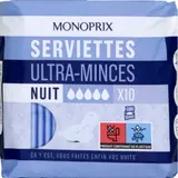 Monoprix Serviettes Ultra-minces Nuit x10