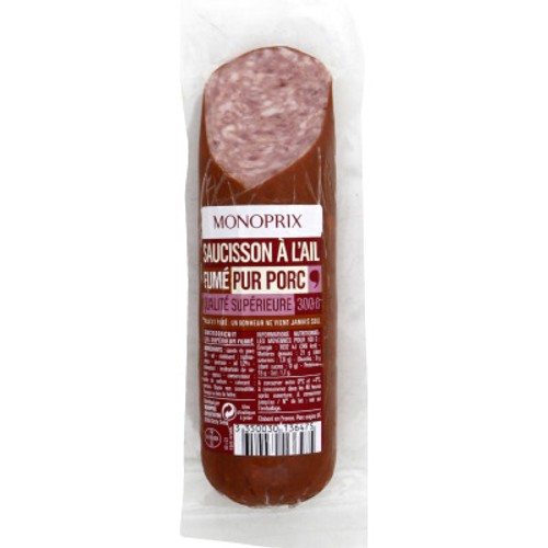 Monoprix Saucisson à L'Ail Fumé Pur Porc 300g