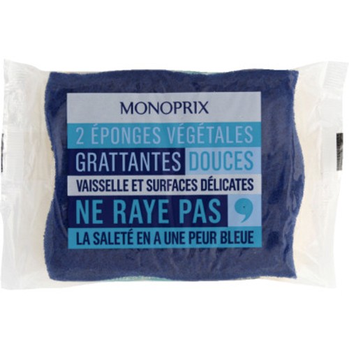 Monoprix Éponges végétales grattantes douces x2