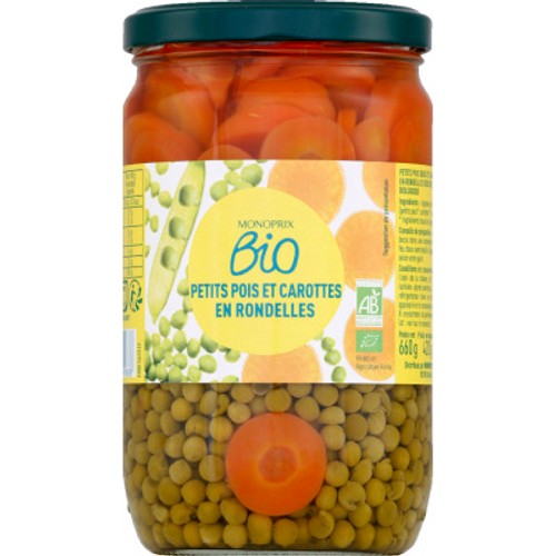 Monoprix Bio Petits Pois Et Carottes En Rondelles 420g