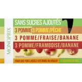 Monoprix Gourdes Compote sans sucres ajoutés, 4 variétés 12x90g