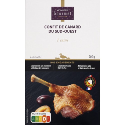 Monoprix Gourmet Confit de Cuisse Canard du Sud-Ouest 1x200g