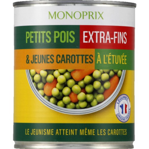Monoprix Petits Pois Extra-Fins & Jeunes Carottes À L'Etuvée 530g