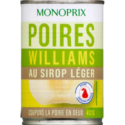 Monoprix Poires Williams Au Sirop Léger 412g