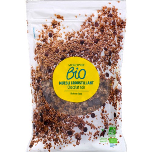 Monoprix Bio Muesli croustillant chocolat noir 375g