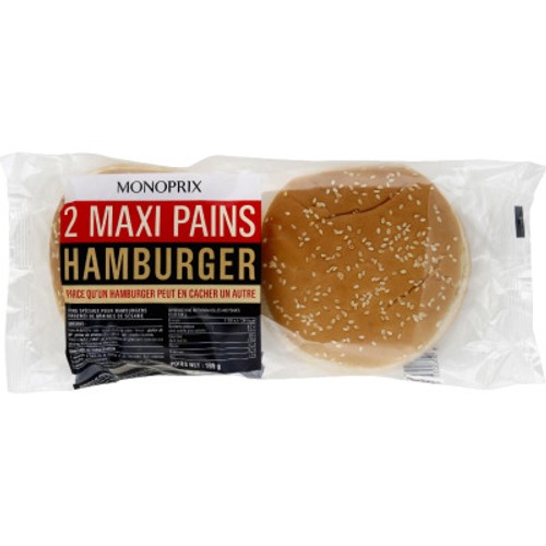 Monoprix Pain Maxi Hamburger x2 165g