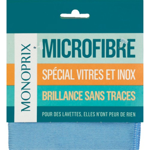 Monoprix Lavette microfibre spéciale vitre et inox 30x31