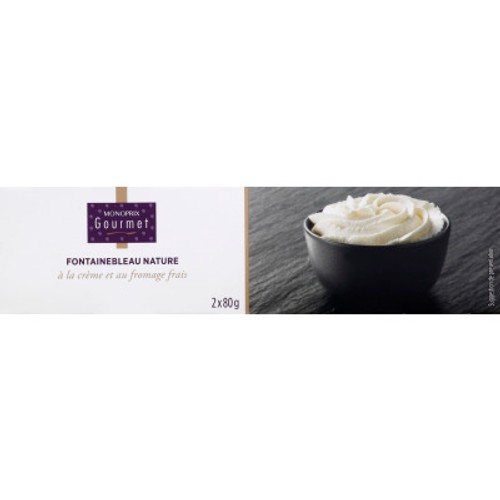 Monoprix Gourmet Fontainebleau nature à la crème et au fromage frais 2x80g
