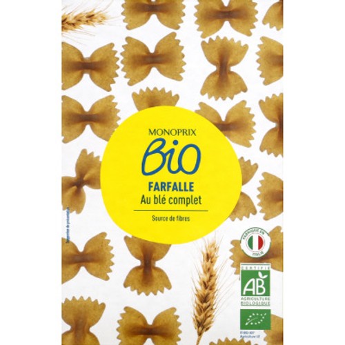Monoprix Bio Farfalle au blé complet 500g