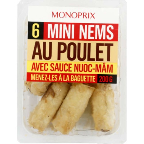 Monoprix Mini nems au poulet avec sauce nuoc-mâm 200g