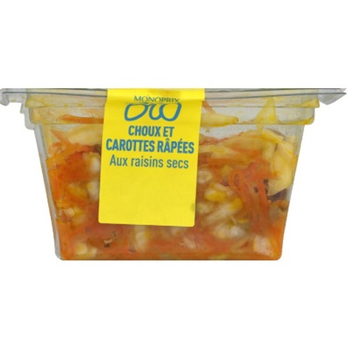Monoprix Bio Choux et carottes râpées aux raisins secs 200g