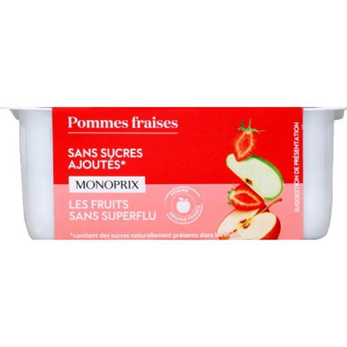 Monoprix Compote pommes fraises sans sucres ajoutés 4x100g