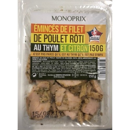 Monoprix Émincés de Filet de Poulet Rôti au Thym et Citron