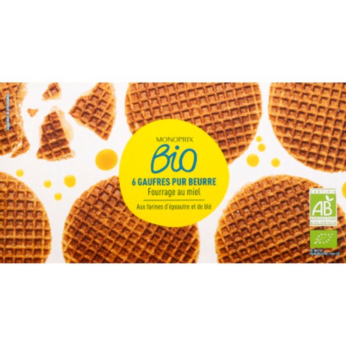 Monoprix Bio Gaufres Fourrage Au Miel 175g