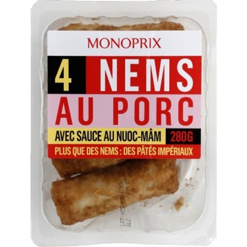 Monoprix Nems de porc x4 280g