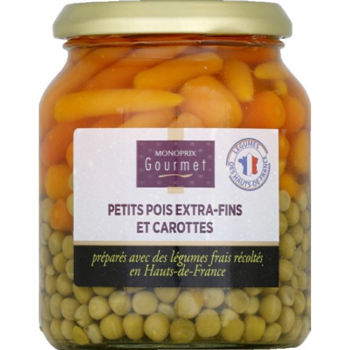 Monoprix Gourmet Petits Pois Extra-Fins et Carottes 215g