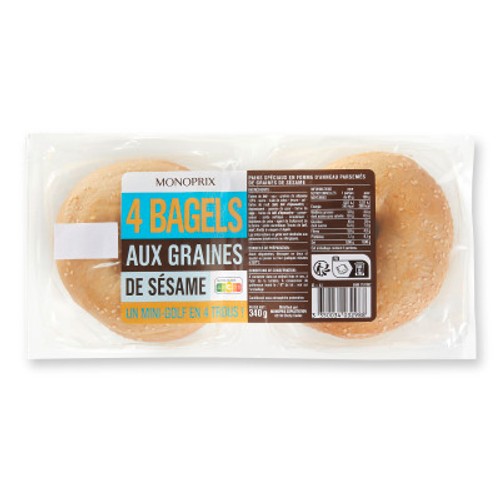 Monoprix Bagel Sésame x4 - 340g