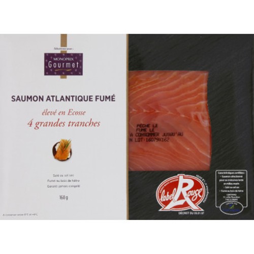 Monoprix Gourmet Saumon Fumé Ecosse Label rouge 160g