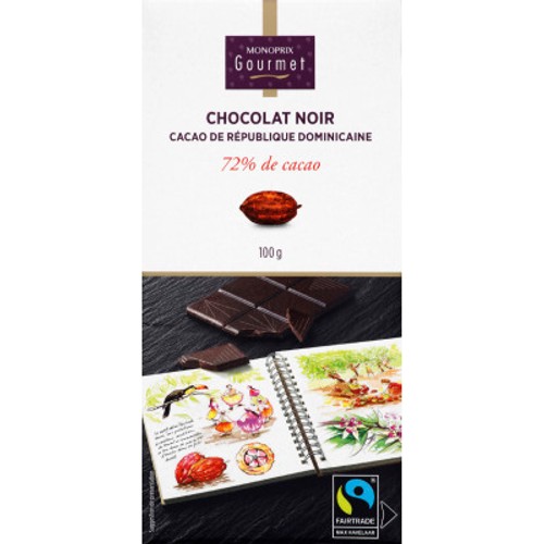 Monoprix Gourmet Chocolat Noir De Saint-Domingue 72% De Cacao 100g