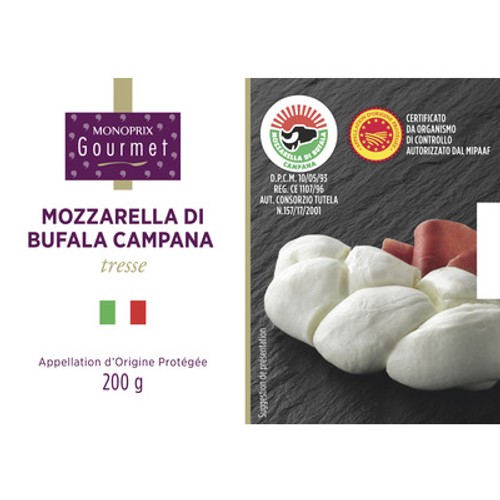 Monoprix Gourmet Tresse de Mozzarella Di Bufala Campana 200g