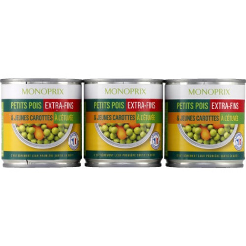 Monoprix Petits Pois Extra-Fins &Jeunes Carottes à l'Etuvée 390g