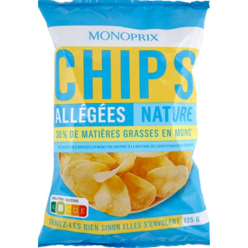 Monoprix Chips Allégées Nature 125g