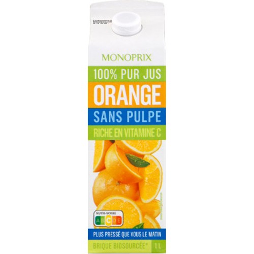 Monoprix Jus d'orange sans pulpe 100% pur jus 1L