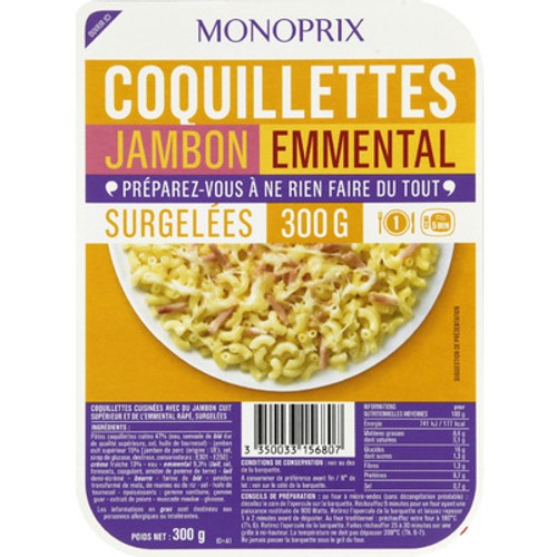 Monoprix Coquillettes au jambon et emmental 300g