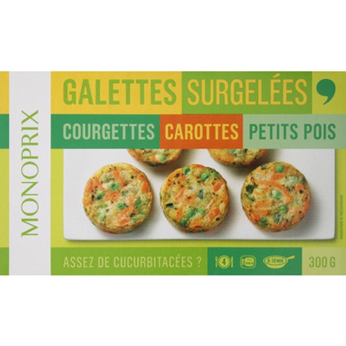 Monoprix Galettes de courgettes, carottes et petits pois 300g
