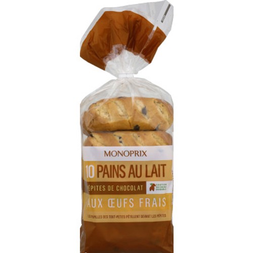 Monoprix Pains au lait x10&pépites de chocolat 350g