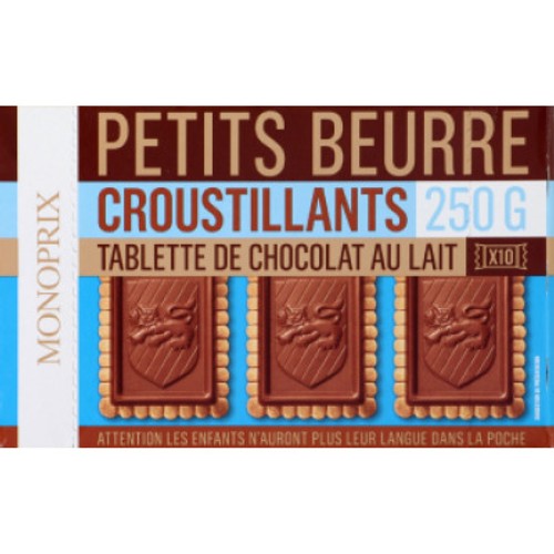 Monoprix Petits Beurre Croustillants avec Tablette de Chocolat au Lait 250g